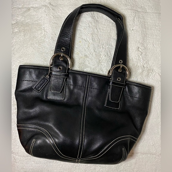Coach Soho EUC Vintage Topstitch Black Leather Shoulder Bag - Picture 5 of 12